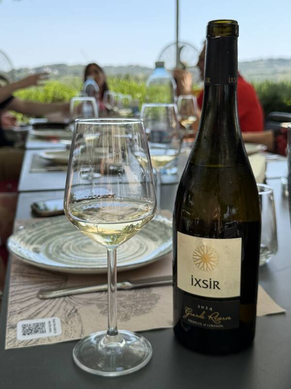 The terrace at Ixsir overlooking the vineyard